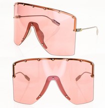 GUCCI AUTHENTIC Stud Oversize Mask 1244 Silver Pink Metal Sunglass GG124... - $905.85