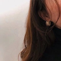 2021 Korean Design Flower Hoop Earrings For Women Golden Color Crystal Earrings  - £7.32 GBP