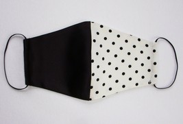 Face Mask with Pocket Handmade Reusable Polka Dot Black Silk Cotton Fashionable - £18.55 GBP
