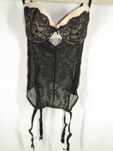 Victoria&#39;s Secret Size 32D Black/Beige Mesh/Lace Bustier, EUC - £17.55 GBP