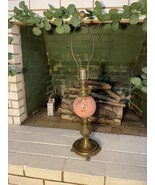 PINK BRASS KEY CRACKLE GLASS MID CENTURY MODERN CLAWFOOT LAMP - $49.49