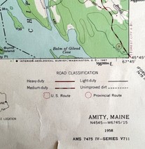 Map Amity Maine 1958 Topographic Geological Survey 1:62500 21 x 17&quot; TOPO1 - £29.38 GBP