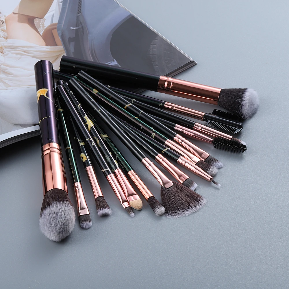 FLD 15pcs Powder Foundation Makeup Brush Kit Tools Eyelash Makeup Brushes Set To - £25.21 GBP