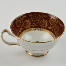 Royal Grafton K1699 Pattern Footed Cup Burgundy Gold Fine Bone China Floral Tea - £17.48 GBP