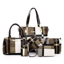  Fashion  Women Bag 6 PCS Set Large Women Plaid Colors Female  Travel Shopping L - £156.22 GBP