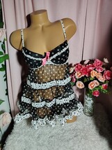 Charming Heart Print Satin Bow Lingerie Set Top & Matching Short - White English image 5