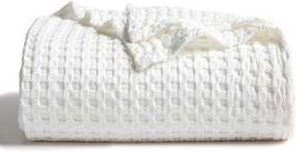 Viscose From Bamboo Blanket Woven Knit Blanket (104X90 Inches), Cream White Soft - £41.16 GBP