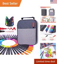 Markers for Adult Coloring Book, 72 Colors Art Markers Set Dual Tip Brus... - $41.57