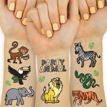 Jungle Temporary Tattoos For Kids - 30 Styles | Zoo, Boys + Girl Craft - £11.38 GBP