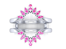 Pink Sapphire Round Diamond Enhancer Wrap Engagement Ring 14K White Gold Finish - £98.90 GBP