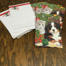 Vintage puppy and kitten christmas greeting cards and envelopes made in USA - $19.75