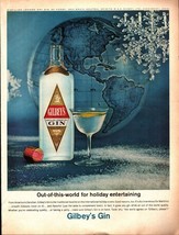 1963 Gilbey&#39;s Gin Out Of This World For Holiday Entertaining Vintage Print Ad B6 - £19.27 GBP