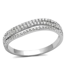 Pave Simulated Diamond Curved Band 925 Sterling Silver Wedding Bridal Ring - £88.27 GBP