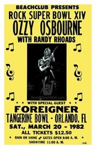 OZZY OSBOURNE 1982 FOREIGNER CONCERT POSTER ROCK ROLL ART TANGERINE BOWL... - $11.20