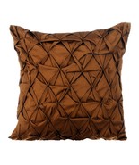 Textured Pintucks 16&quot;x16&quot; Taffeta Brown Throw Pillow Cover, That Wood Be... - $838.08 MXN+