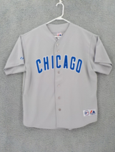 CHICAGO CUBS MAJESTIC BASEBALL JERSEY SIZE XL GREY BLUE GENUINE MERCHAND... - £46.74 GBP