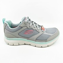 Skechers Flex Appeal 4.0 Active Flow Gray Light Blue Womens Wide Sneakers - £44.19 GBP