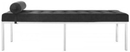 Mid-Century Modern Barcelona Style Tufted Black Upholstered Bench Lounge - £432.33 GBP