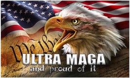 Ultra MAGA &amp; PROUD OF IT Free American Flag Eagle Freedom USA 3x5&#39; Trump... - £13.96 GBP