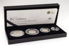 2012 United Kingdom Royal Mint Four-Coin Silver Britannia Proof Set w/ B... - $218.29