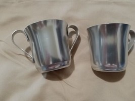 Set Of 2 Color Craft Metal Cups With Handles 3&quot; Tall Silver - $6.00