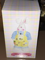 Ceramic Tealight holder Spring/Easter Bunny In Yellow Overalls 8.5” - £15.79 GBP