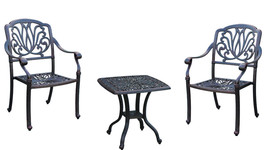 Bistro 3 Piece patio set Outdoor Elisabeth furniture Garden Cast aluminum Bronze - £694.97 GBP