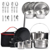 CretFine CampPro Camping Cook Sets Stainless Steel Camping Cookware Set ... - $6,416.90 MXN