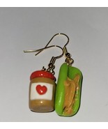 Peanut Butter Celery Earrings Gold Tone Wire Vegetable Snack Kids - £6.38 GBP