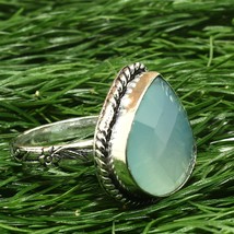 Chalcedony 925 Solid Silver Natural Gemstone Handmade Ring Jewelry - £5.37 GBP