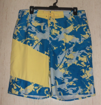EXCELLENT MENS UNDER ARMOUR BLUES &amp; YELLOW BOARD SHORTS   SIZE 38 - £22.38 GBP