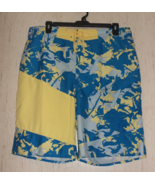 EXCELLENT MENS UNDER ARMOUR BLUES &amp; YELLOW BOARD SHORTS   SIZE 38 - £22.03 GBP