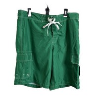 Merona Mens Green Cargo Pocket Size Large Board Swim Shorts Trunks - £6.22 GBP