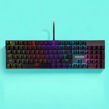 Wired Mechanical Gaming Keyboard RGB Full 104 Keys LED Backlit Green Switches - £18.64 GBP
