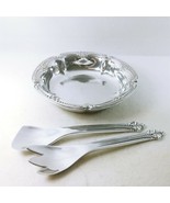 Wilton Armetale Salad Bowl Mixing Spoon Fork 3 pc Set Belle Mont Origina... - €72,74 EUR