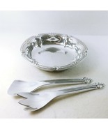 Salad Bowl Mixing Spoon Fork 3 pc Set Wilton Armetale &quot;Belle Mont&quot; Origi... - £58.88 GBP