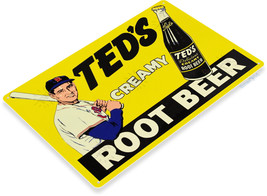 Ted Williams Creamy Root Beer Red Sox Baseball MLB Retro Large Metal Tin Sign - £19.74 GBP