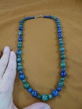 v660-1) 24&quot; long green Chrysacolla + Blue Lapis Lazuli beaded Necklace JEWELRY - £70.90 GBP