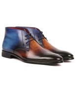 Paul Parkman Mens Shoes Boots Brown Blue Chukka Leather Handmade CK67L6 - $469.99