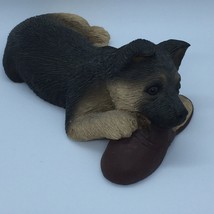 German Shepherd Chewing Slipper Sandicast Dog Figurine Signed by Sandra ... - $41.64