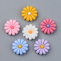 10 Daisy Cabochons Resin Flatbacks Flower Flat Backs Gerber Findings 16mm Mix - $4.57