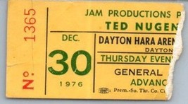 Vintage Ted Nugent Ticket Stub Décembre 30 1976 Dayton Ohio - £34.90 GBP