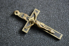 ⭐antique crucifix,bronze &amp; ebony wood,pendant or rosary crucifix⭐ - £30.93 GBP