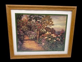 Vintage Beatrice Parsons Art Print Framed The Garden Path English Country Floral - $44.52