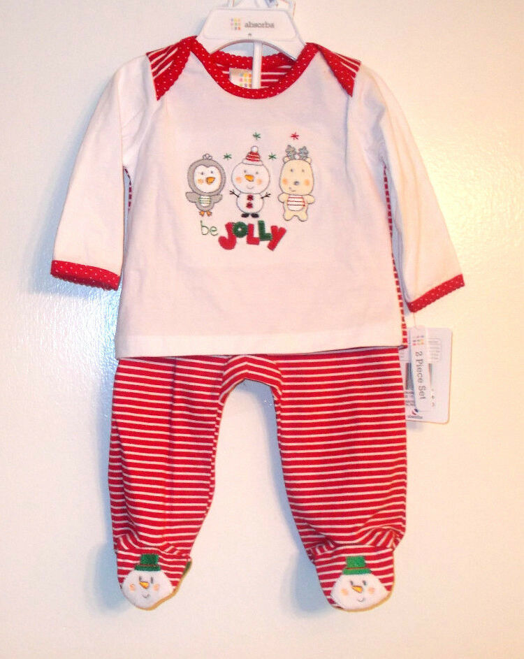 Absorba Infant Girls 2 Piece Christmas Holiday Outfit Be Jolly Sz 3-6 Month NWT - $9.94
