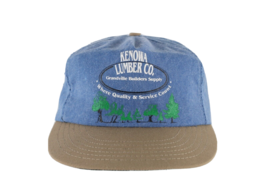 Vintage 90s Faded Stonewashed Kenowa Lumber Co Spell Out Snapback Hat Bl... - £23.61 GBP