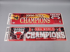 Chicago Bulls Lot of 2 Vintage 1990&#39;s Championship Bumper Stickers 93 &amp; 96 - £7.65 GBP