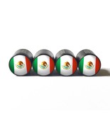 Mexico Flag Tire Valve Stem Caps - Black, Aluminum - Set of Four - £12.77 GBP