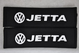 2 pieces (1 PAIR) VW Jetta Embroidery Seat Belt Cover Pads (White on Bla... - £13.08 GBP