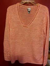 015 Womans Chico&#39;s Pink V Neck Sweater Size 2 - £10.34 GBP